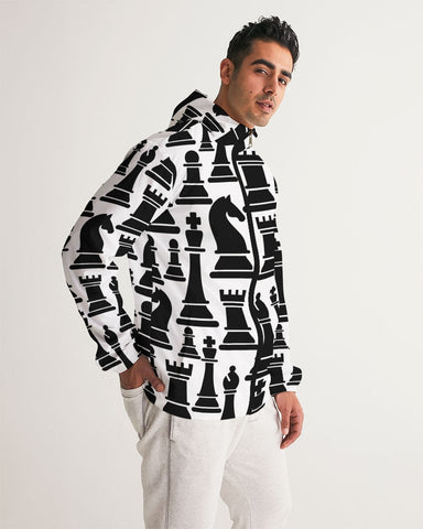 Mens Windbreaker Jacket / Chess Print Grey Coco