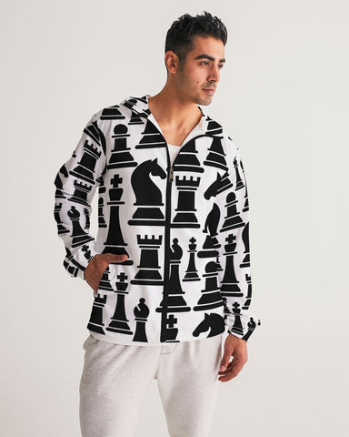 Mens Windbreaker Jacket / Chess Print