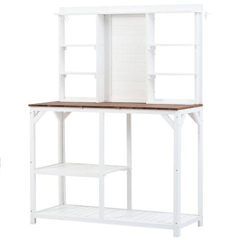 TOPMAX 64.6" Large Outdoor Potting Bench (White)