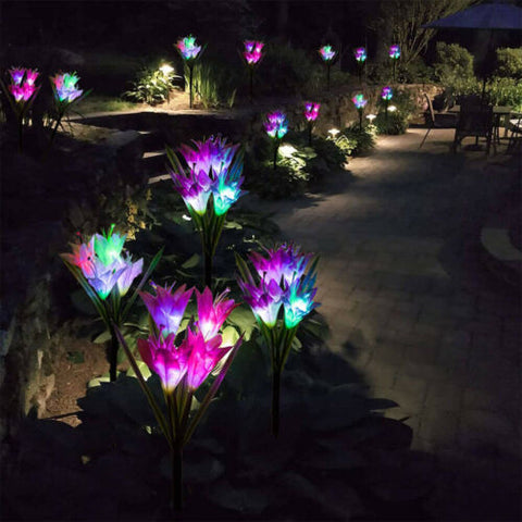 4Pcs Solar Lily Flower Lights Garden Stake Waterproof Yard Landscape