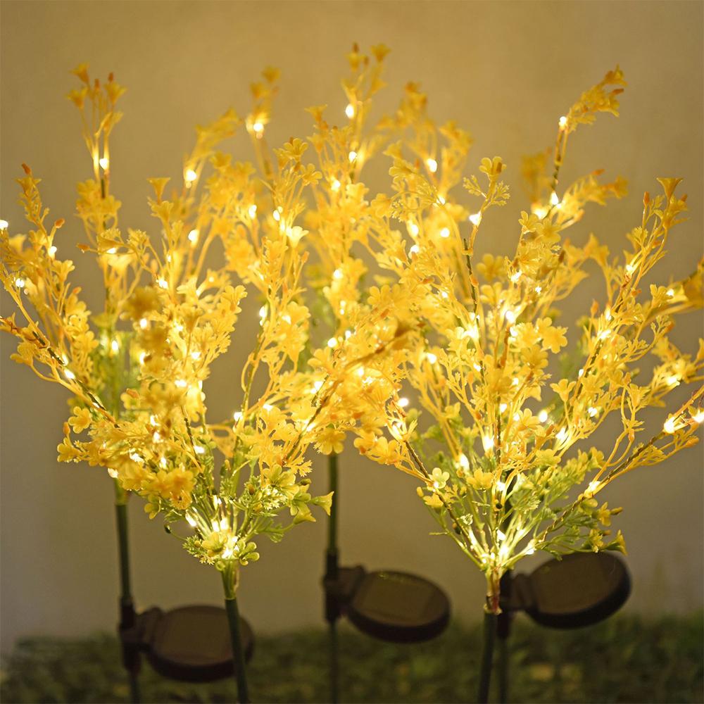 2Pcs LED Solar Rape Flowers Lights Outdoor Garden Yard Decorative SP