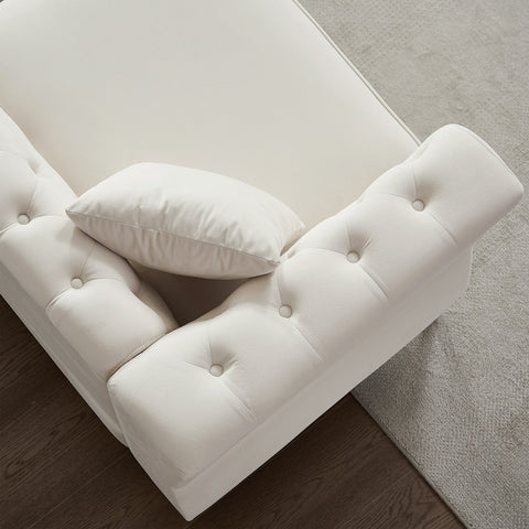 60.2" Chesterfield Sofa Beige Velvet for Living Room, 2 Seater Sofa