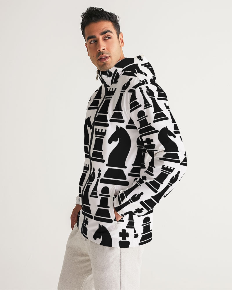 Mens Windbreaker Jacket / Chess Print Grey Coco