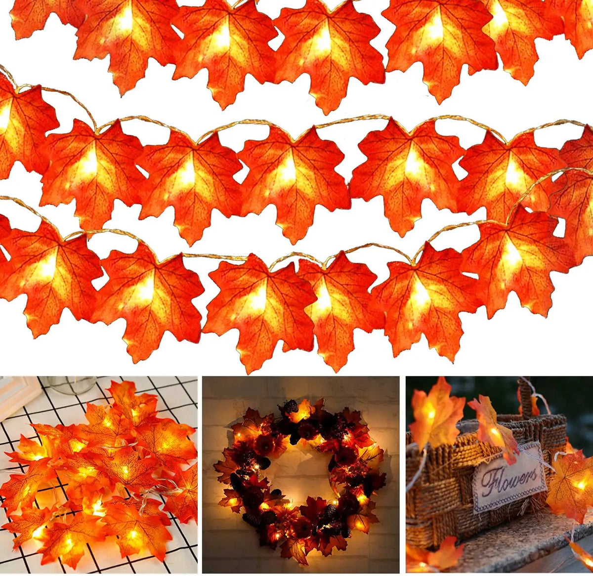 10Ft Maple Leaf String Lights Decorations