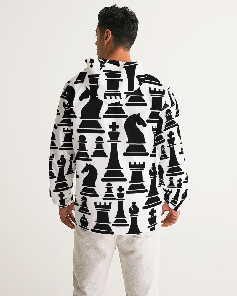 Mens Windbreaker Jacket / Chess Print Grey Coco