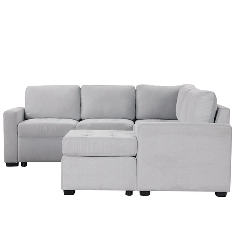 Modular Combination Sofa with Ottoman L-shaped Corner Combination, USB