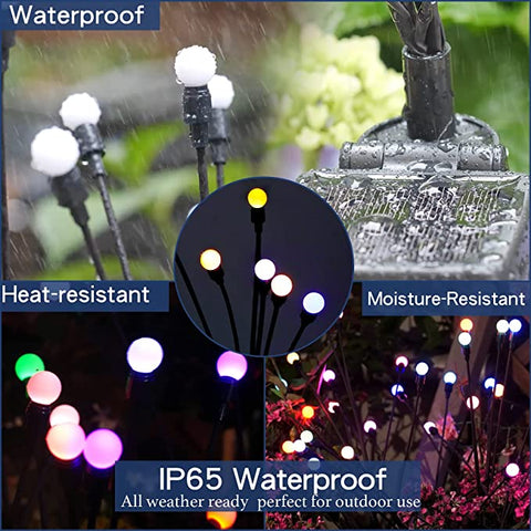 2 Pcs Solar Firefly Lights 7 Colors Variable Swaying Stake Landscape