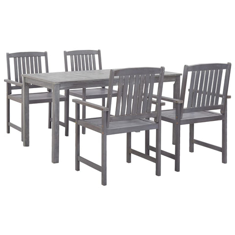 5 Piece Outdoor Dining Set Gray Solid Acacia Wood