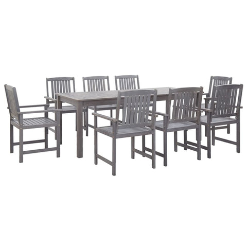 5 Piece Outdoor Dining Set Gray Solid Acacia Wood