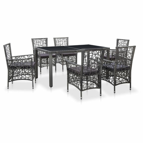 9 Piece Outdoor Dining Set Poly Rattan Gray