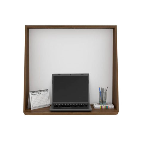 Wall Desk Afrec, Single Shelf, Mahogany / White Finish