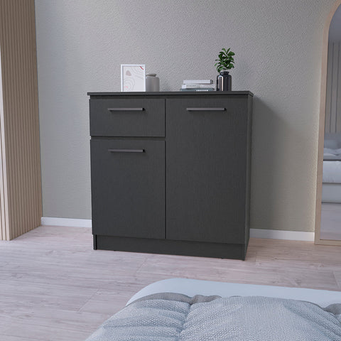 Dresser Carlin, Drawer and 2 Door Cabinets, Black Wengue Finish