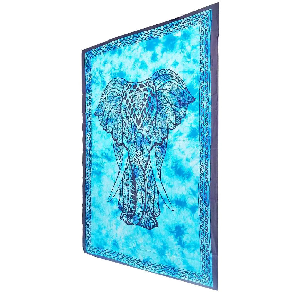 Indian Bohemian Elephant Tapestry Psychedelic Wall Hanging Decoration Silver Hestia