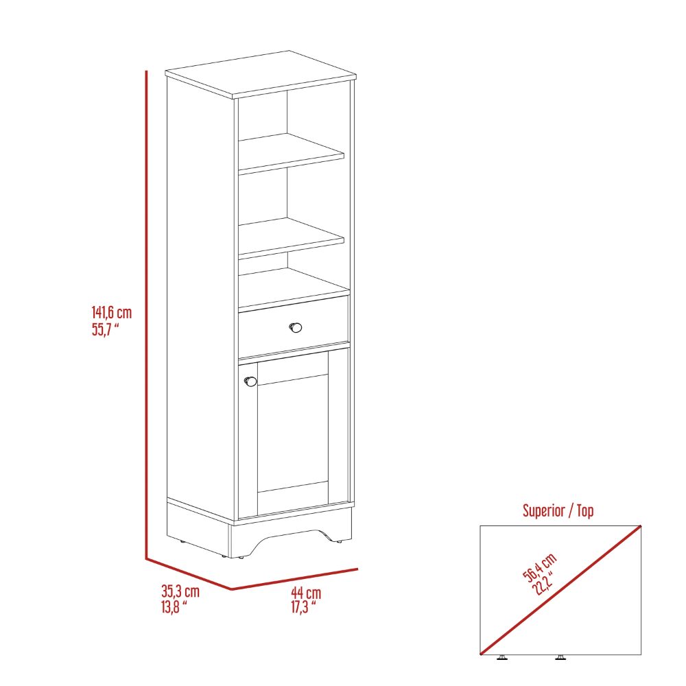 Linen Cabinet Burnedt, One Drawer, One Cabinet, Multiple Shelves,