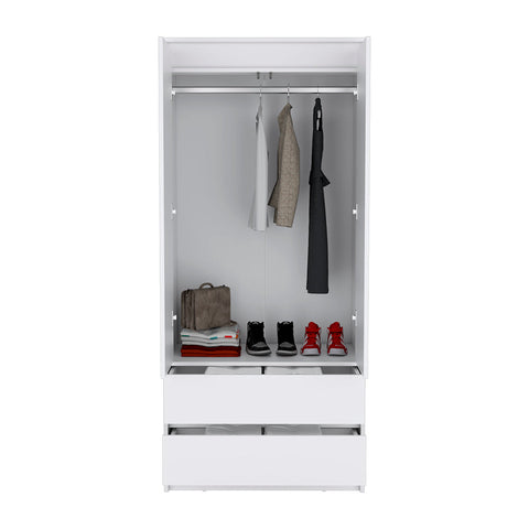 Armoire Closher, Two Drawers, White Finish