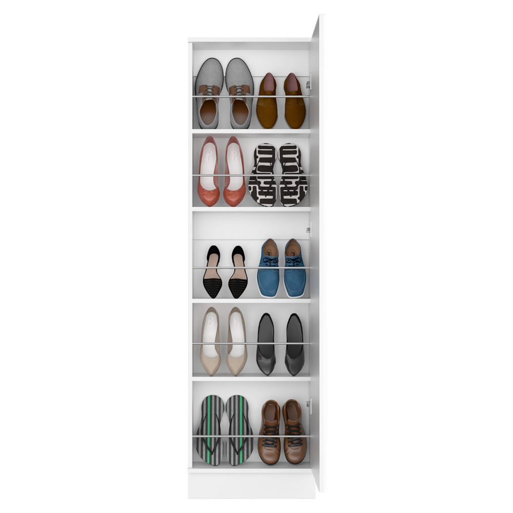 Shoe Rack Chimg, Mirror, Five Interior Shelves, Single Door Cabinet,