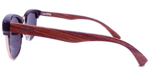 Real Walnut Wood Club Style Sunglasses With Bamboo Case, Polarized Purple Ariadne