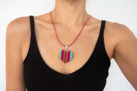 Panthelo Heart Textile Necklace.