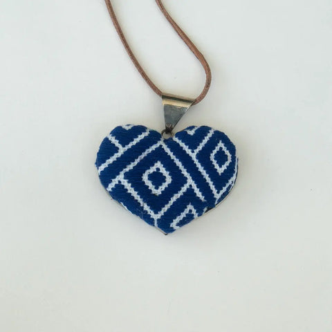 San Andres Heart Textile Necklace. Violet Athena