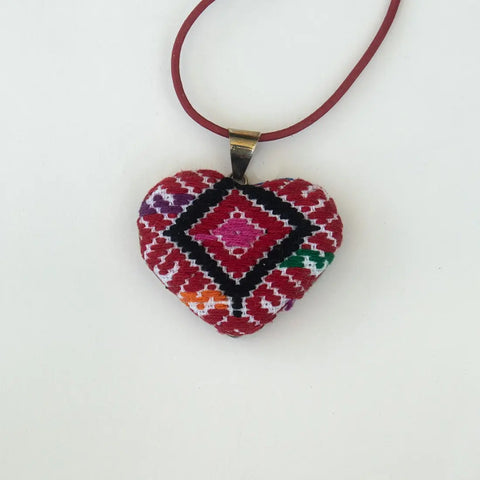 San Andres Heart Textile Necklace. Violet Athena