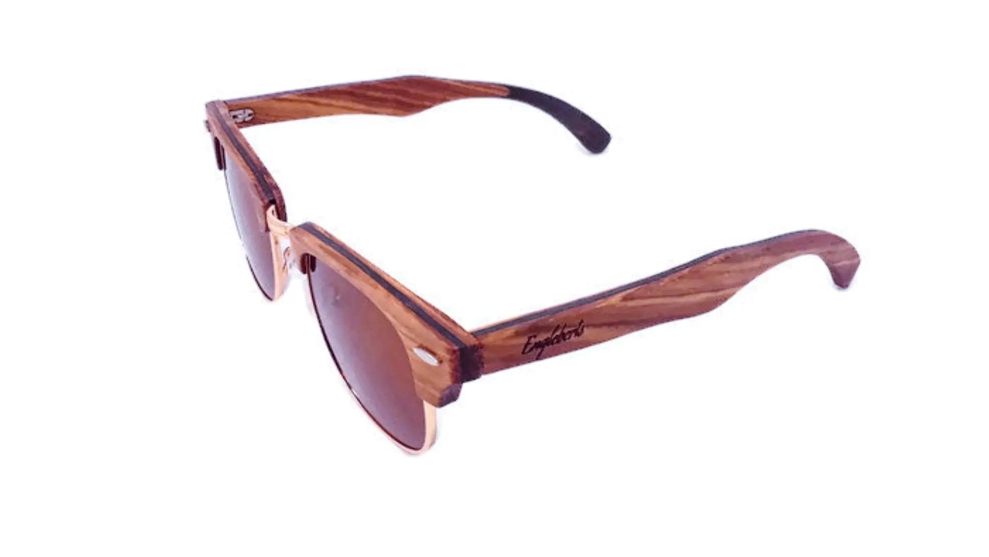 Ebony and ZebraWood Sunglasses, Tea Polarized Lenses Purple Ariadne