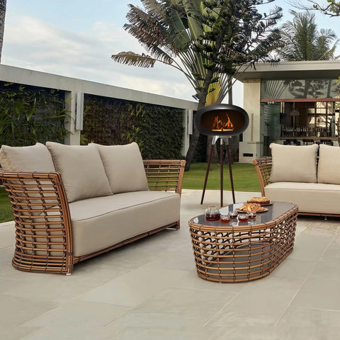 Tripod Indoor + Outdoor Ethanol Fireplace Sangria Apricot