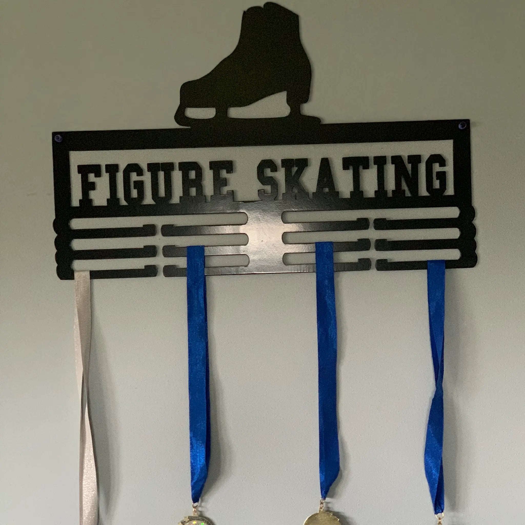 Figure Skater Medal Holder - Metal Wall Art Malachite