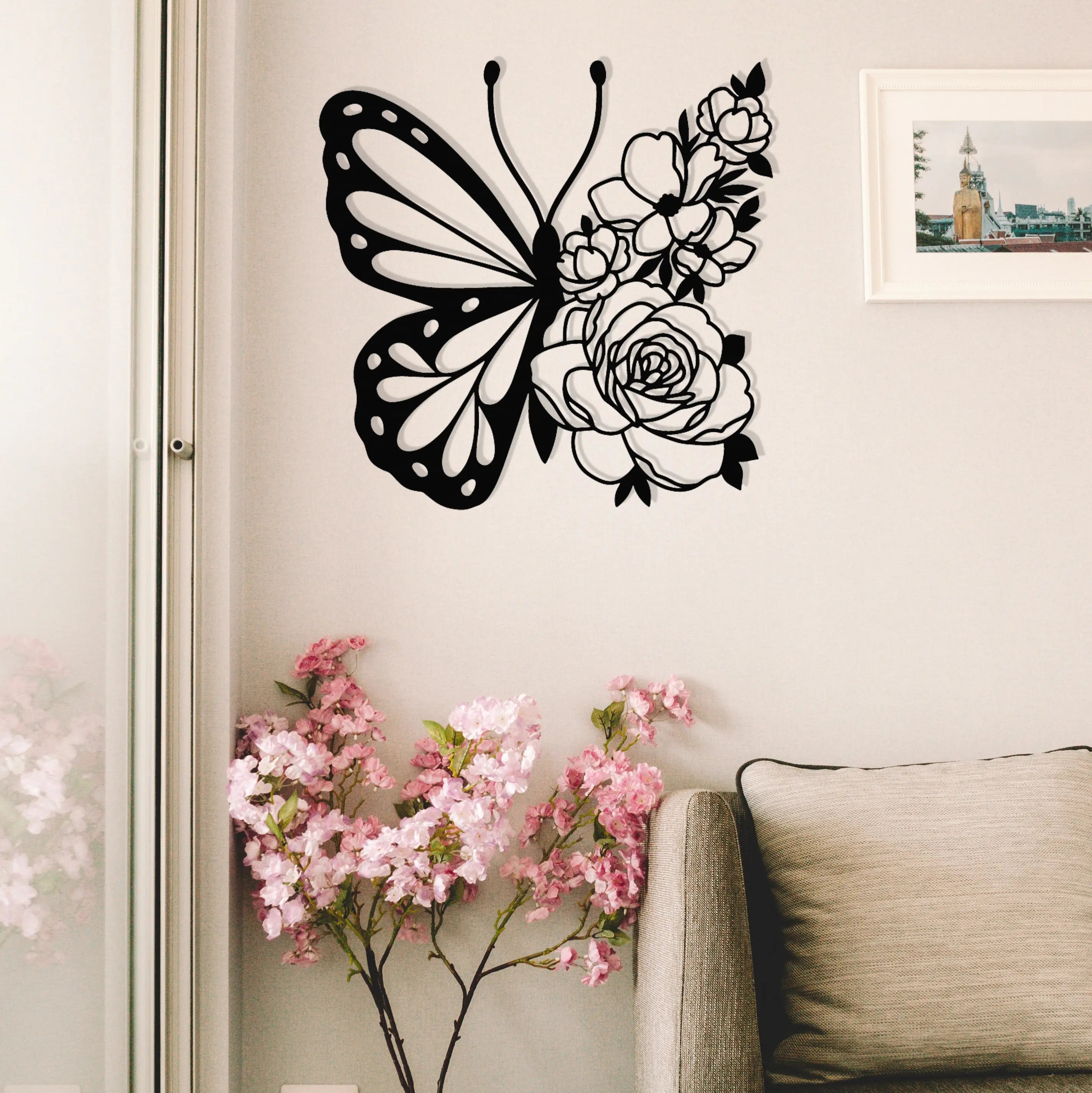 Floral Butterfly - Metal Wall Art Malachite