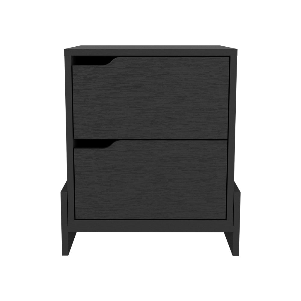 Nightstand Brookland, Bedside Table with Double Drawers and Sturdy