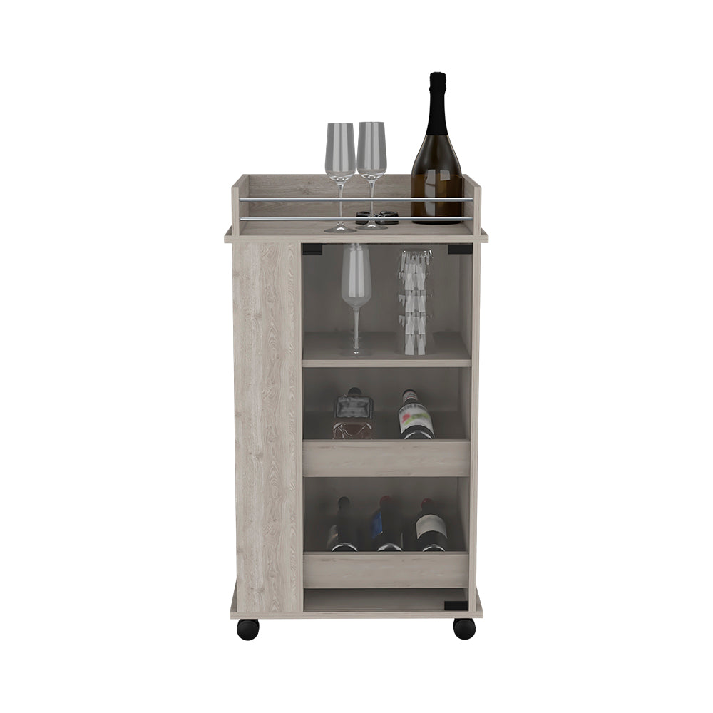 Bar Cart with Two-Side Shelves Beaver, Glass Door and Upper Surface,