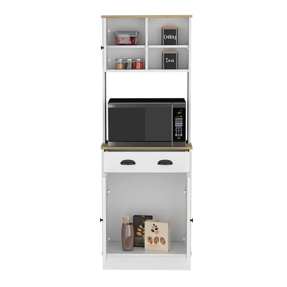 Microwave Storage Stand with 3-Doors and Drawer Arlington, White /