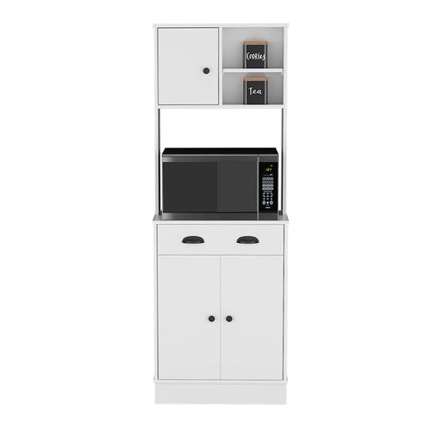 Microwave Storage Stand with 3-Doors and Drawer Arlington, White