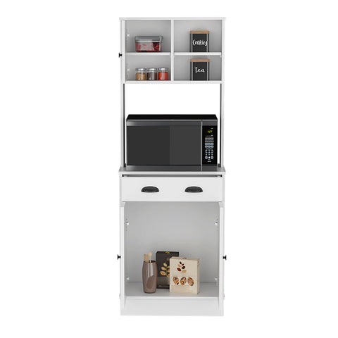 Microwave Storage Stand with 3-Doors and Drawer Arlington, White