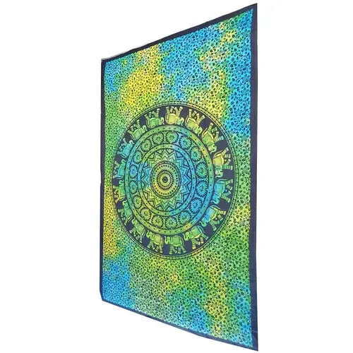 Chakra Star Elephant Mandala Tie Dye Tapestry Silver Hestia