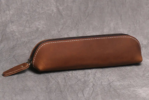 The Paavo Leather Pen Case | Leather Makeup Pouch Jade Gaia