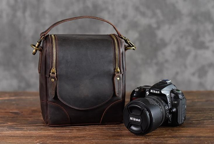 The Calista | Small Leather Camera Bag - Leather Camera Lens Case Jade Gaia