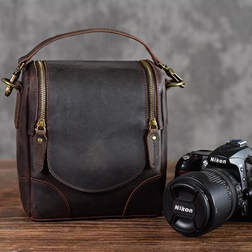 The Calista | Small Leather Camera Bag - Leather Camera Lens Case Jade Gaia