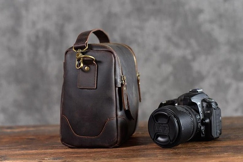 The Calista | Small Leather Camera Bag - Leather Camera Lens Case Jade Gaia