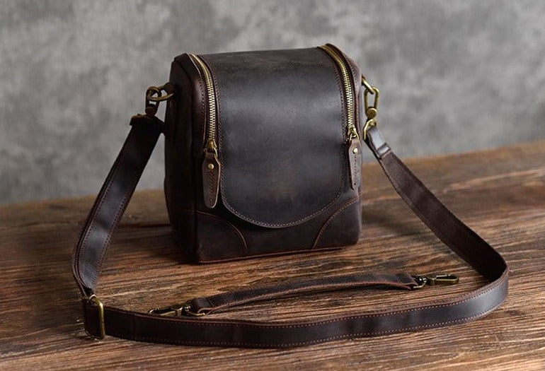 The Calista | Small Leather Camera Bag - Leather Camera Lens Case Jade Gaia