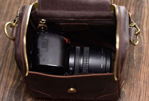 The Calista | Small Leather Camera Bag - Leather Camera Lens Case Jade Gaia