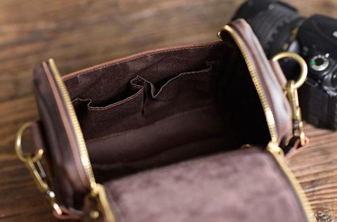 The Calista | Small Leather Camera Bag - Leather Camera Lens Case Jade Gaia