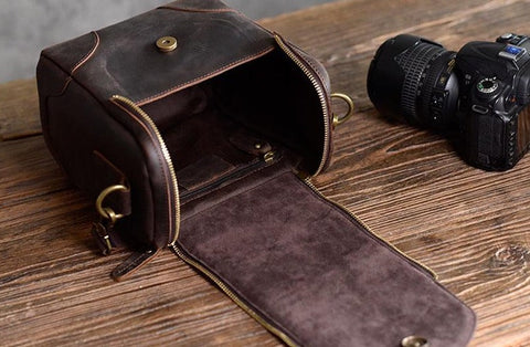 The Calista | Small Leather Camera Bag - Leather Camera Lens Case Jade Gaia