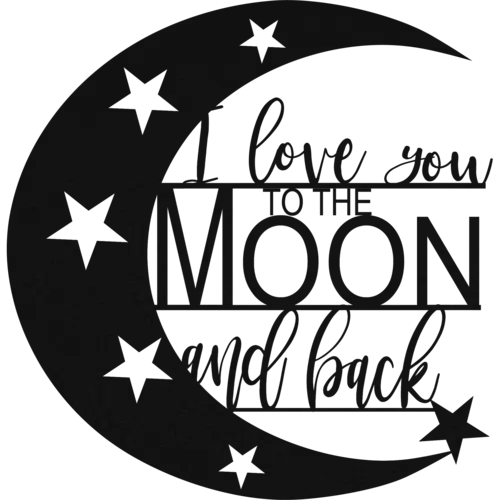 I Love You To The Moon And Back - Metal Wall Art Malachite