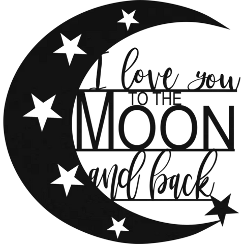 I Love You To The Moon And Back - Metal Wall Art Malachite