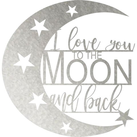 I Love You To The Moon And Back - Metal Wall Art Malachite