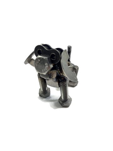 Scrap Metal Floppy Eared Dog Figurine, Steel Canine, Nuts and Bolts