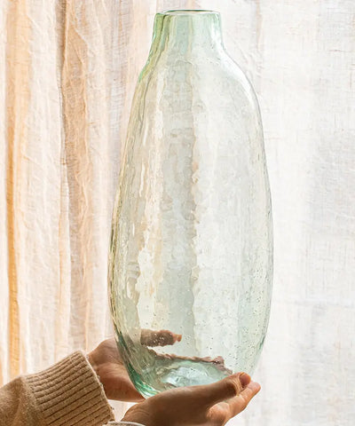 Large Artisan Glass Irregular Shape Vase Sangria Uranus