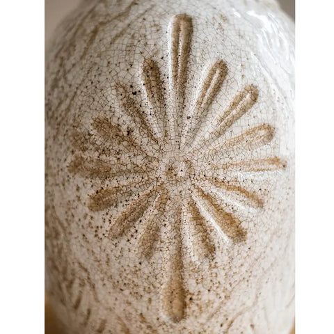 Carved Floral Vase in White