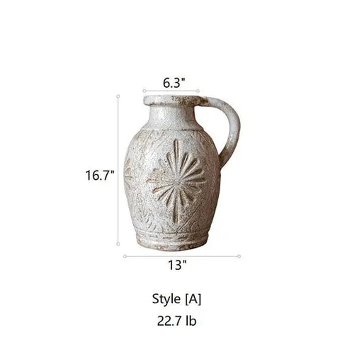 Carved Floral Vase in White Sangria Uranus