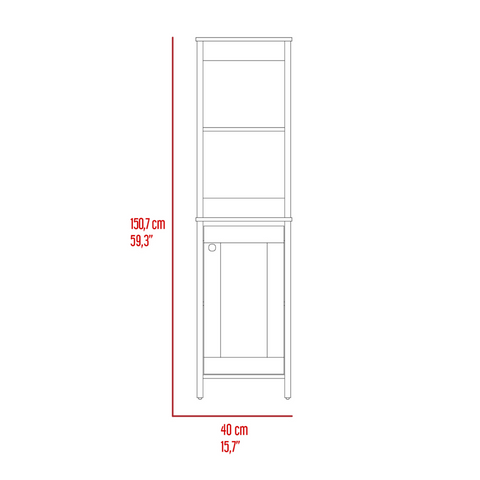 Linen Cabinet Jannes, Two Open Shelves, Single Door, Light Gray Finish